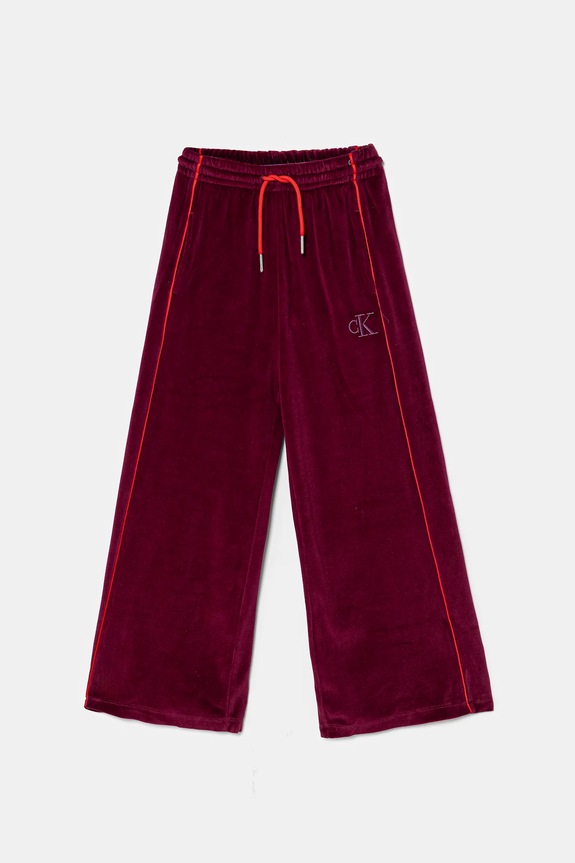 Calvin Klein Jeans spodnie dresowe welurowe dziecięce dzianina bordowy IG0IG03057.128.176.PPY2