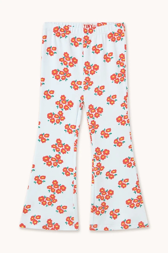 Tinycottons pantaloni copii BLOSSOMS RIB PANT SS26.092 alb SS26