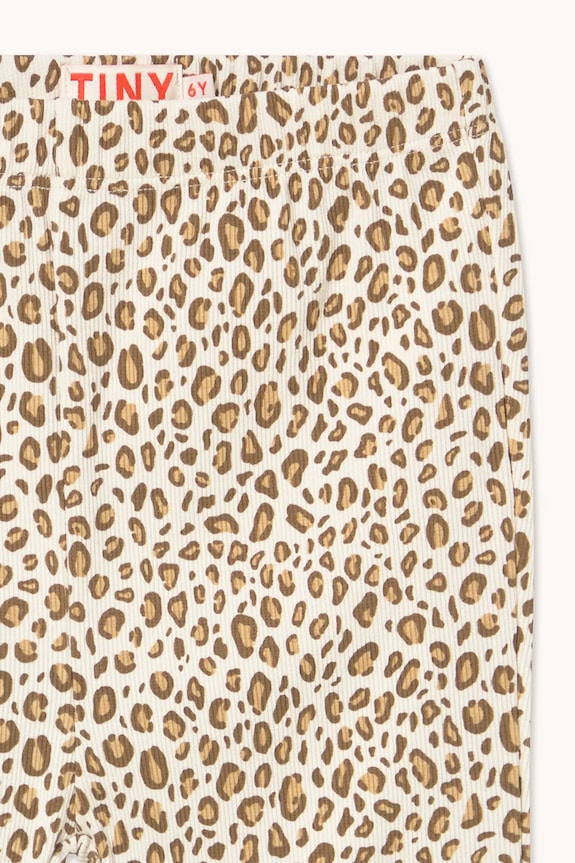 Fete Tinycottons pantaloni copii ANIMAL PRINT RIB PANT SS26.124 bej