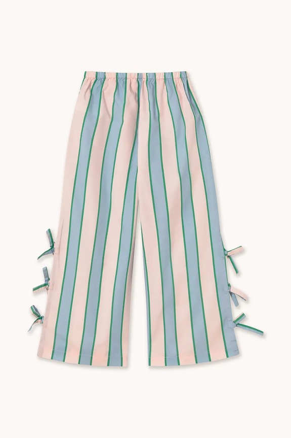 Fete Tinycottons pantaloni de bumbac pentru copii RETRO STRIPES BOWS PANT SS26.279 albastru