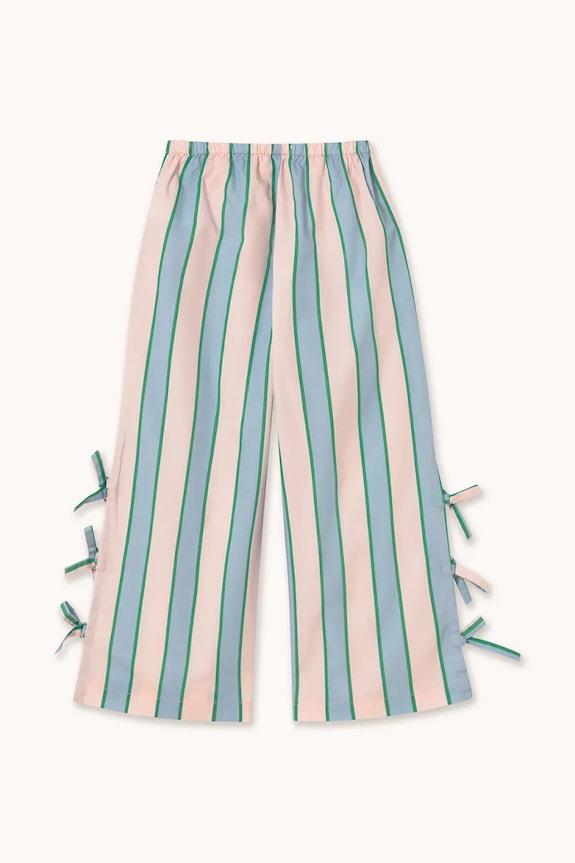 Fete Tinycottons pantaloni de bumbac pentru copii RETRO STRIPES BOWS PANT SS26.279 albastru
