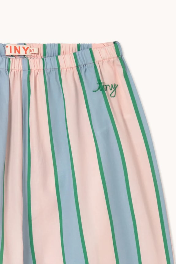 Tinycottons pantaloni de bumbac pentru copii RETRO STRIPES BOWS PANT albastru SS26.279