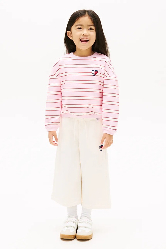 Dievča Tommy Hilfiger teplákové nohavice detské bavlnené KG0KG09244.98.122.PPY2 biela