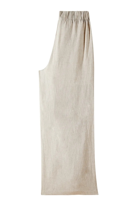 Djevojčice Patrizia Pepe wide leg hlače za djecu s primjesom lana A713 7P0420 bež
