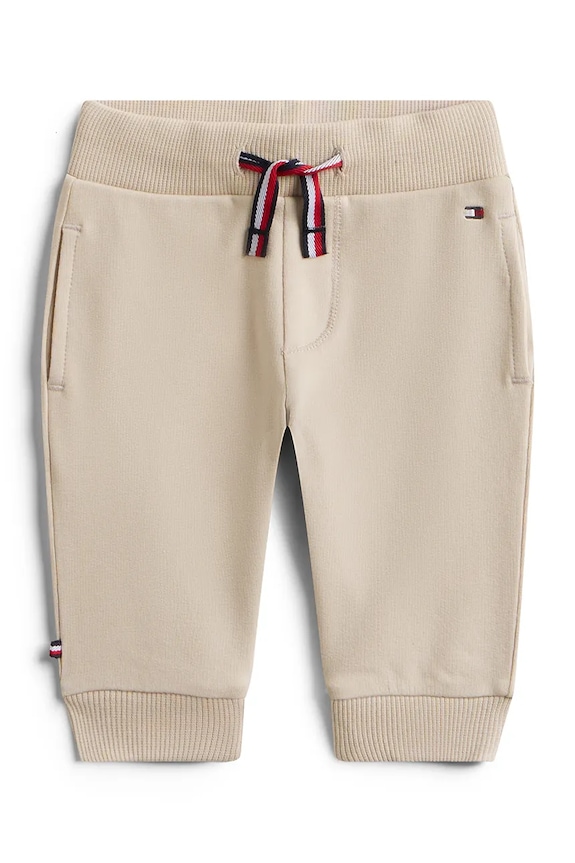 Donji dio trenirke za bebe Tommy Hilfiger bez uzorka bež KN0KN02203.PPY2