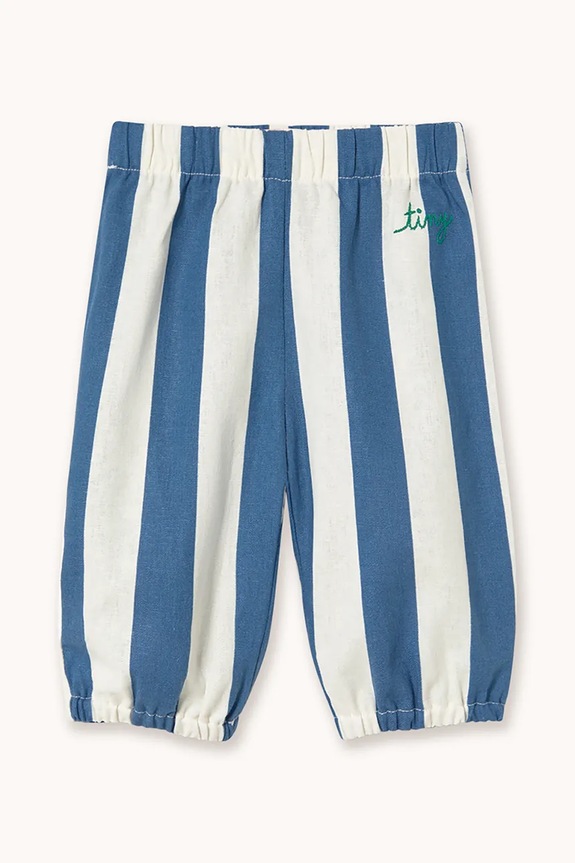 Detské nohavice s prímesou ľanu Tinycottons LIGHT NAVY STRIPES BABY PANT látka modrá SS26.228