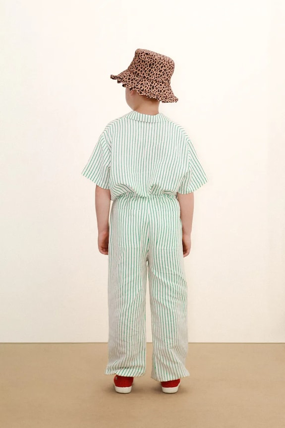 Detské nohavice s prímesou ľanu Tinycottons EMERALD STRIPES PANT SS26.244