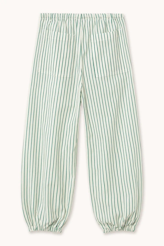 Chlapec Detské nohavice s prímesou ľanu Tinycottons EMERALD STRIPES PANT SS26.244 biela