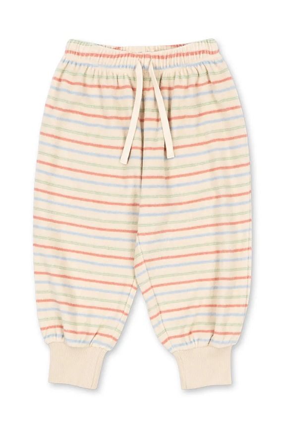 Konges Sløjd pantaloni de trening din bumbac pentru copii ITTY RIB SWEAT PANTS GOTS cu modele bej KS104852.PPY2