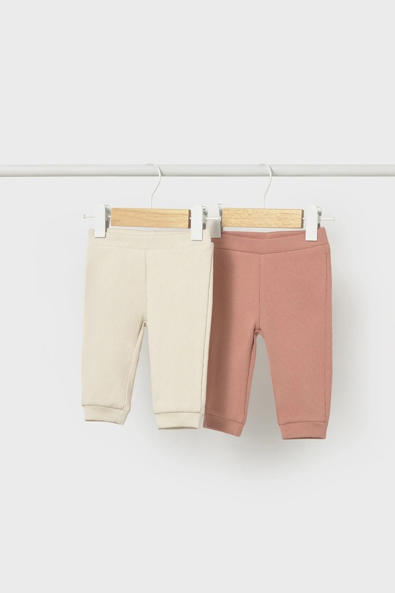 Mayoral Newborn pantaloni de trening pentru bebeluși 2-pack tricotaj roz 1740.2A.Newborn.PPY2