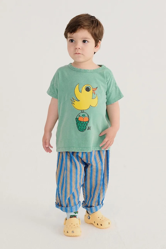 Bobo Choses spodnie bawełniane niemowlęce New Hairline wzorzyste niebieski 126AB072