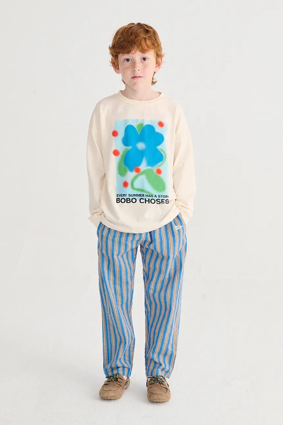 Bobo Choses pantaloni de bumbac pentru copii New Hairline albastru 126AC092