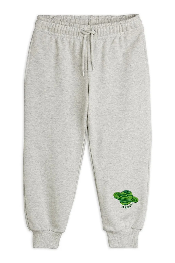 Mini Rodini pantaloni de trening din bumbac pentru copii Planet imprimeu gri 26230123