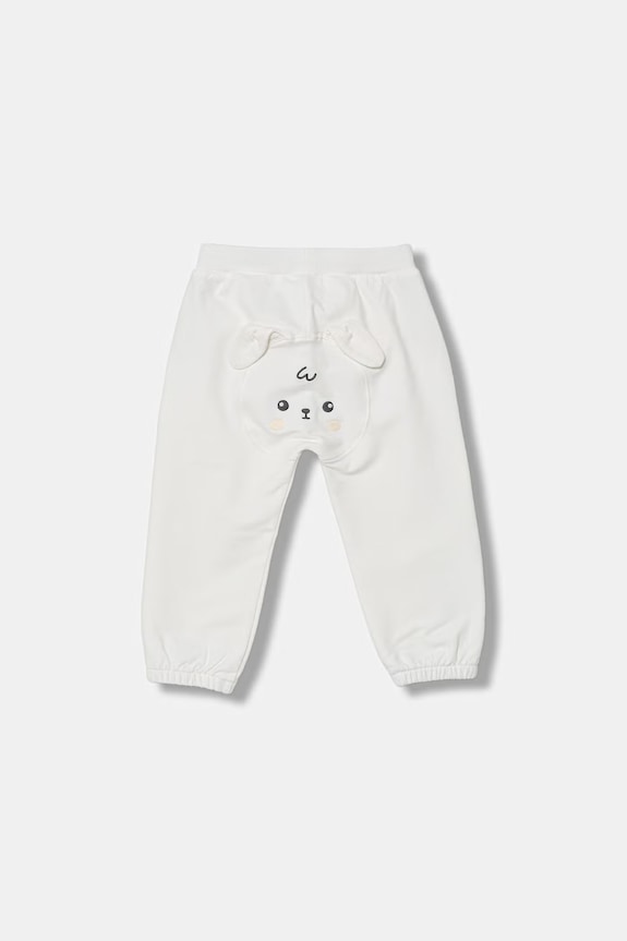 United Colors of Benetton pantaloni de trening pentru copii, din bumbac cu elastan 35FNAF029.W.Stagionale alb SS26
