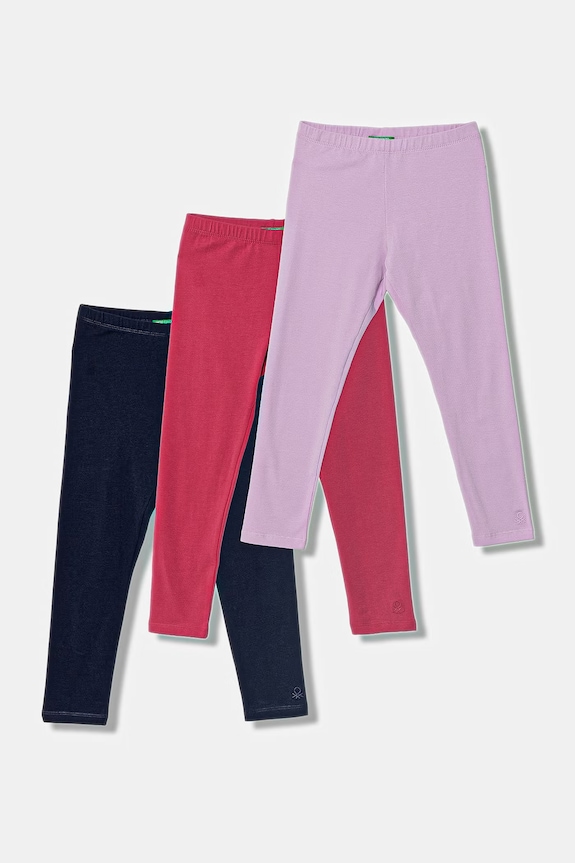 United Colors of Benetton legginsy dziecięce bawełniane z elastanem 3-pack multicolor 3MT1GF055.P.Stagionale