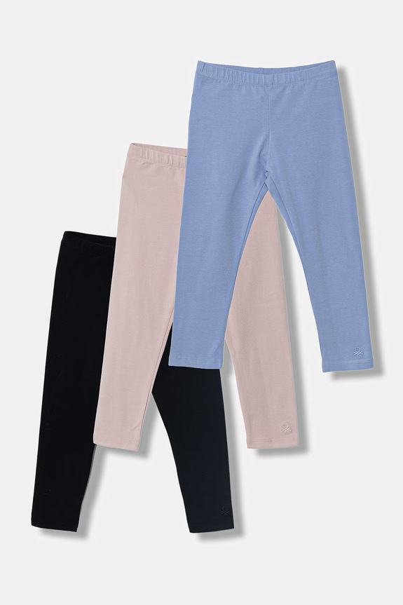 United Colors of Benetton legginsy dziecięce bawełniane z elastanem 3-pack multicolor 3MT1GF055.P.Stagionale