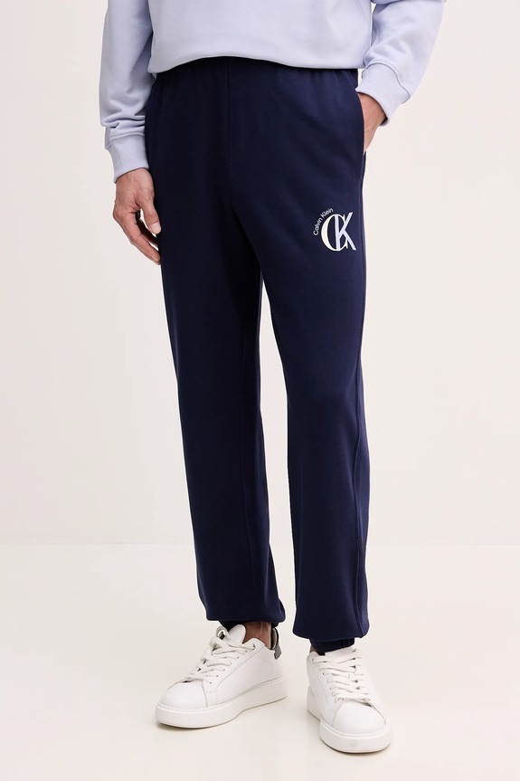 Calvin Klein Jeans spodnie dresowe bawełniane nadruk granatowy LV04RE256G
