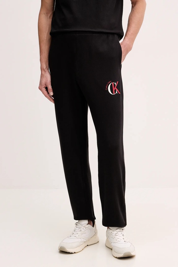 Calvin Klein Jeans spodnie dresowe bawełniane nadruk czarny LV04RE256G