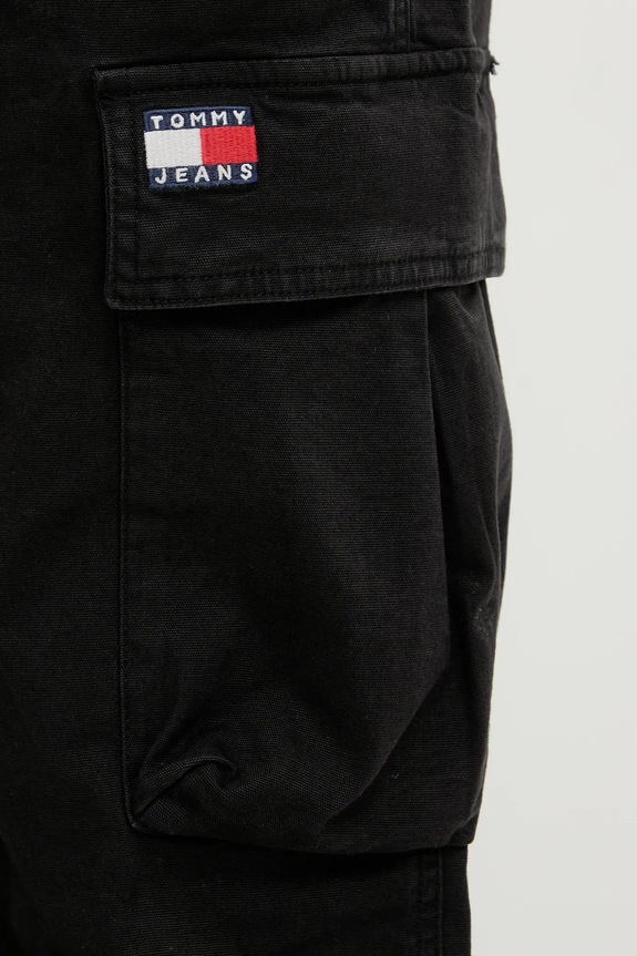 Tommy Jeans παντελόνι cargo ανδρικό βαμβακερό με ελαστάν μαύρο DM0DM22403