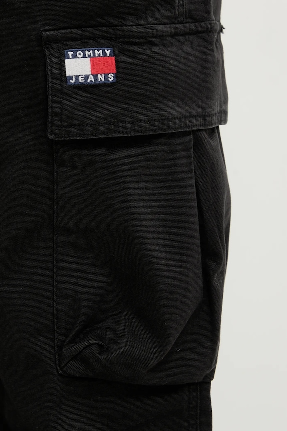 Tommy Jeans παντελόνι cargo ανδρικό βαμβακερό με ελαστάν μαύρο DM0DM22403