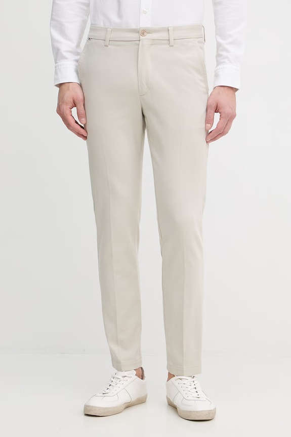 BOSS nohavice slim fit pánske s bavlnou H-Kaiton1 béžová 50553813