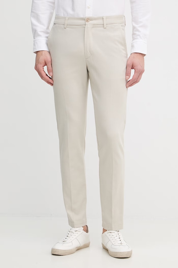 BOSS nohavice slim fit pánske s bavlnou H-Kaiton1 béžová 50553813
