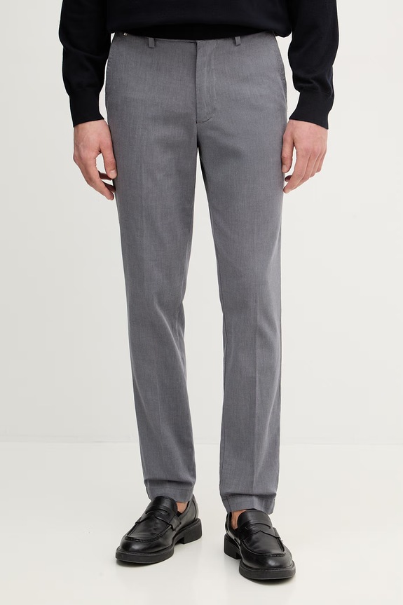 BOSS spodnie slim fit męskie z bawełną H-Kaiton1 z elastanem szary 50553813