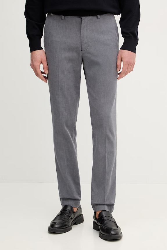 BOSS spodnie slim fit męskie z bawełną H-Kaiton1 z elastanem szary 50553813