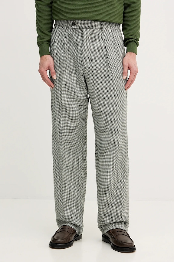 Vlnené nohavice Tommy Hilfiger látka zelená MW0MW42580