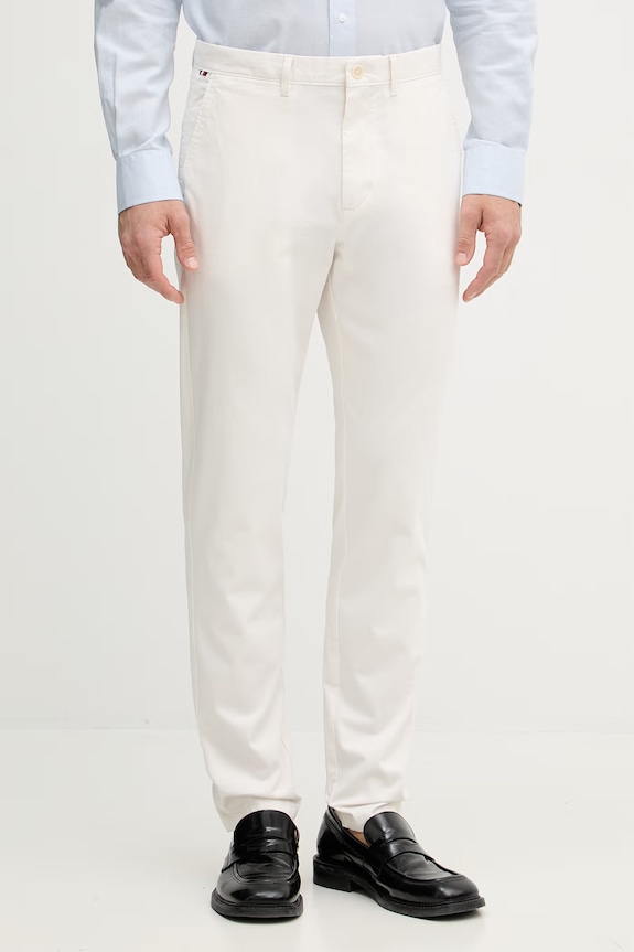 Tommy Hilfiger spodnie męskie bawełniane z elastanem beżowy MW0MW40690