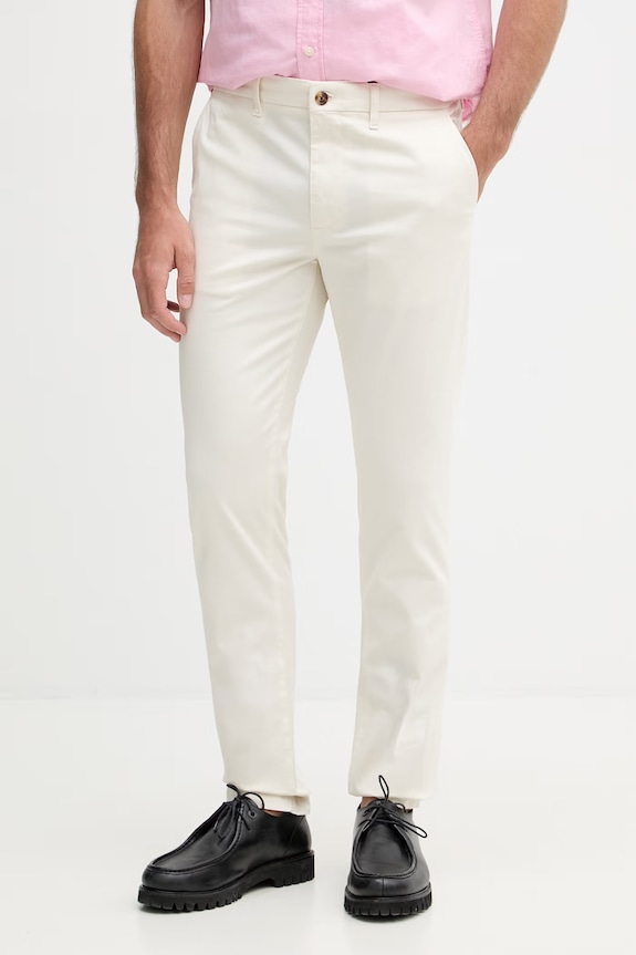 Tommy Hilfiger παντελόνι slim fit ανδρικό με βαμβάκι μπεζ MW0MW41924