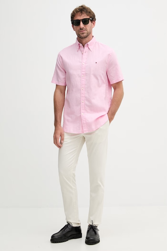 Tommy Hilfiger παντελόνι slim fit ανδρικό με βαμβάκι MW0MW41924 μπεζ SS26