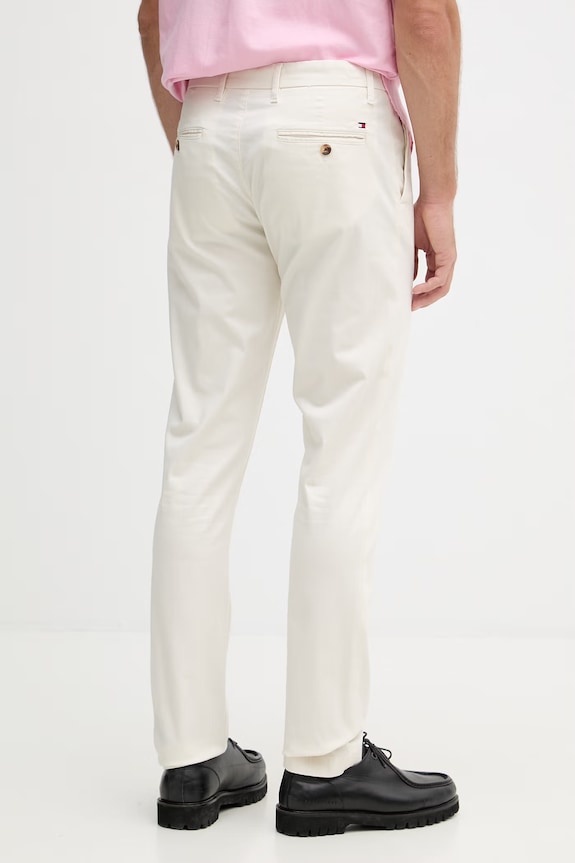 Ρούχα Tommy Hilfiger παντελόνι slim fit ανδρικό με βαμβάκι MW0MW41924 μπεζ