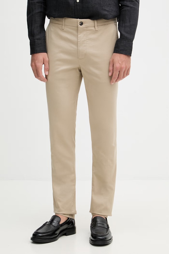 Tommy Hilfiger Παντελόνι slim fit ανδρικό με βαμβάκι μπεζ MW0MW41924