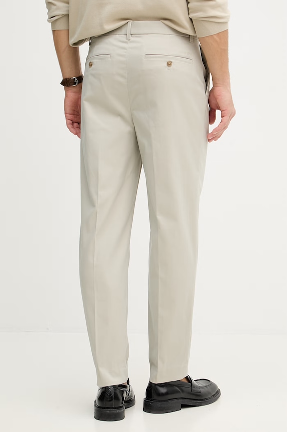 Oblečenie Calvin Klein oblekové nohavice pánske bavlnené s elastanom LV04LE612G béžová