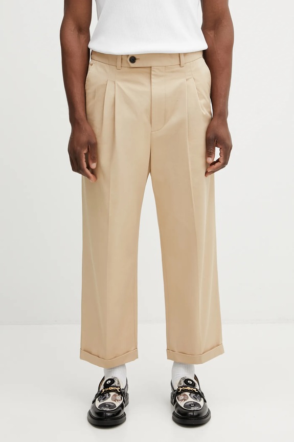 Штани Drôle de Monsieur Pantalon Cropped a Plis прямий бежевий J.BP192.CO214.BG
