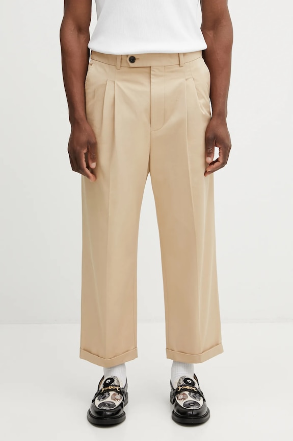 Nohavice Drôle de Monsieur Pantalon Cropped a Plis s elastanom béžová J.BP192.CO214.BG