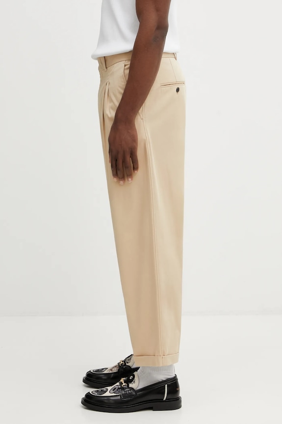 Nohavice Drôle de Monsieur Pantalon Cropped a Plis J.BP192.CO214.BG béžová SS26