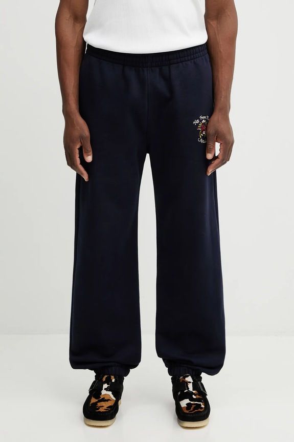 Drôle de Monsieur pantaloni de trening din bumbac Slogan Rose uni bleumarin J.BP188.CO127.NY