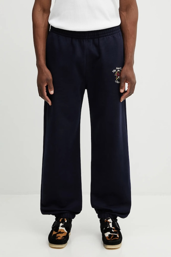 Drôle de Monsieur pantaloni de trening din bumbac Slogan Rose uni bleumarin J.BP188.CO127.NY
