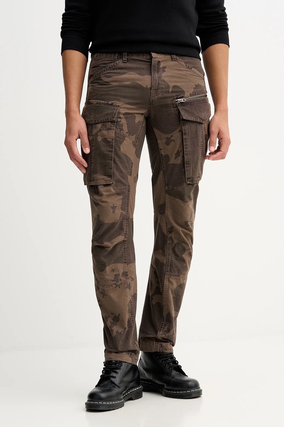 G-Star spodnie bawełniane Rovic Zip 3D Regular Tapered wzorzyste zielony D02190.E277
