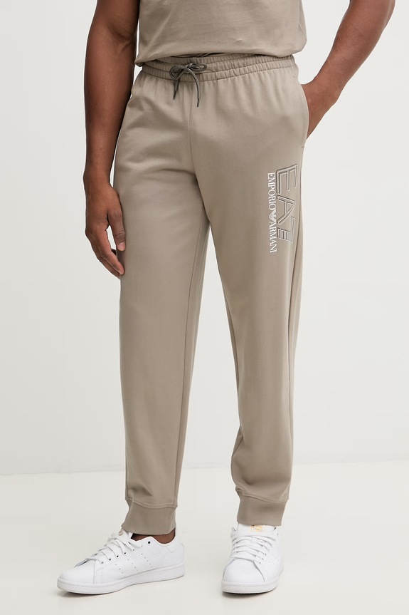EA7 Emporio Armani pantaloni de trening din bumbac bumbac bej AF13512.7M001316