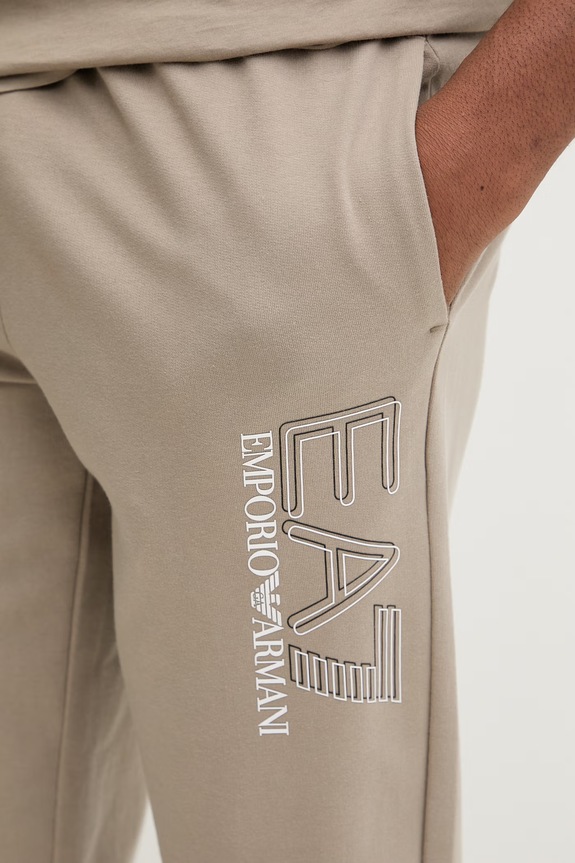 EA7 Emporio Armani pantaloni de trening din bumbac bej AF13512.7M001316