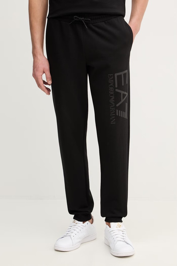 Памучен спортен панталон EA7 Emporio Armani памук черен AF22266.7M001415