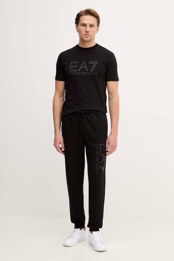 Памучен спортен панталон EA7 Emporio Armani AF22266.7M001415 черен SS26