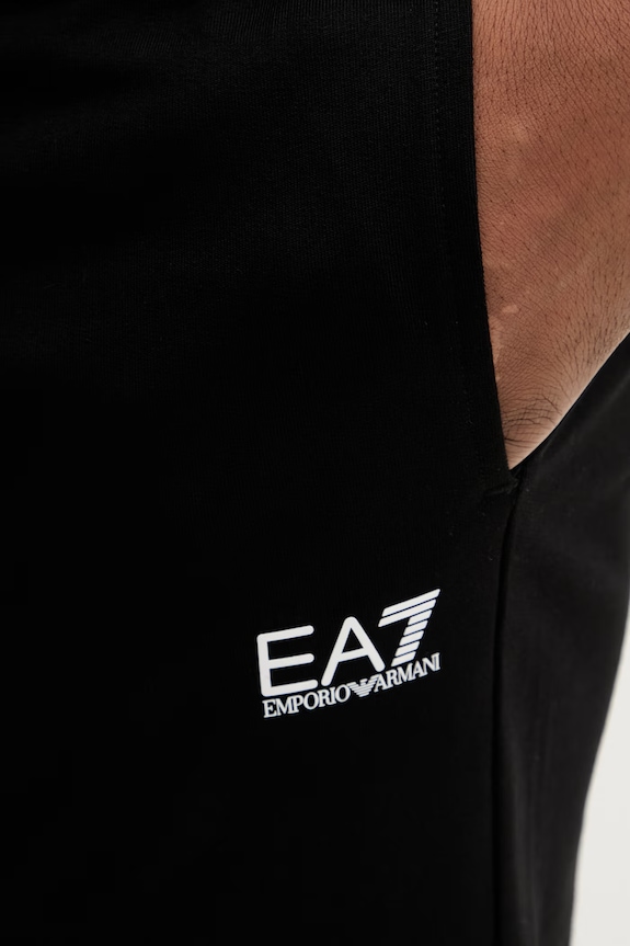 EA7 Emporio Armani pantaloni de trening din bumbac negru PJVRZ.8NPP65