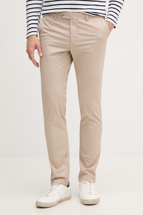 Hackett London nohavice slim fit pánske bavlnené s elastanom béžová HM2100115R