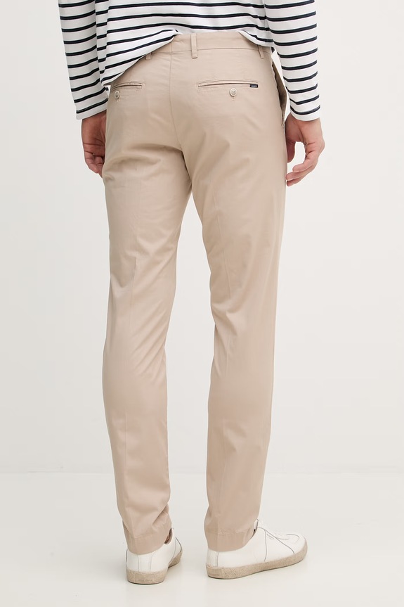 Oblečenie Hackett London nohavice slim fit pánske bavlnené s elastanom HM2100115R béžová