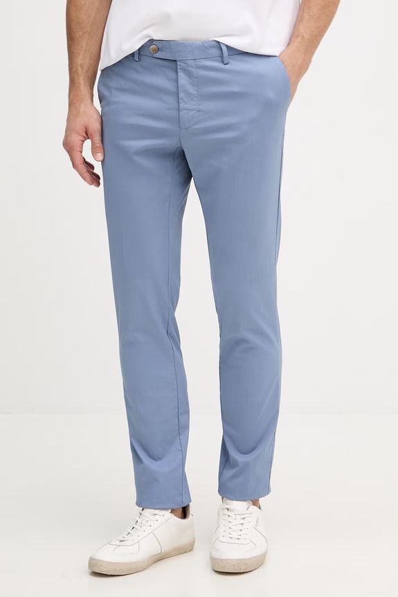 Hackett London nohavice slim fit pánske bavlnené s elastanom modrá HM2100115R
