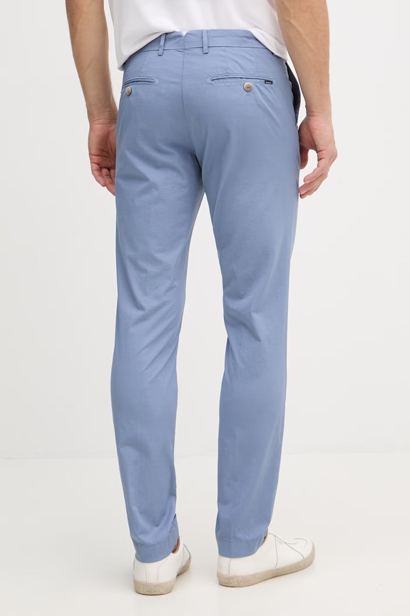 Hackett London nohavice slim fit pánske bavlnené s elastanom HM2100115R modrá SS26